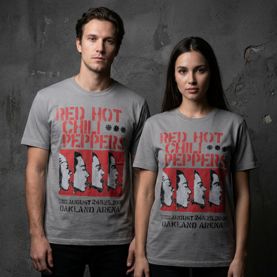 Red Hot Chili Peppers Unisex Premium T-skjorte: Oakland Arena (Grå)