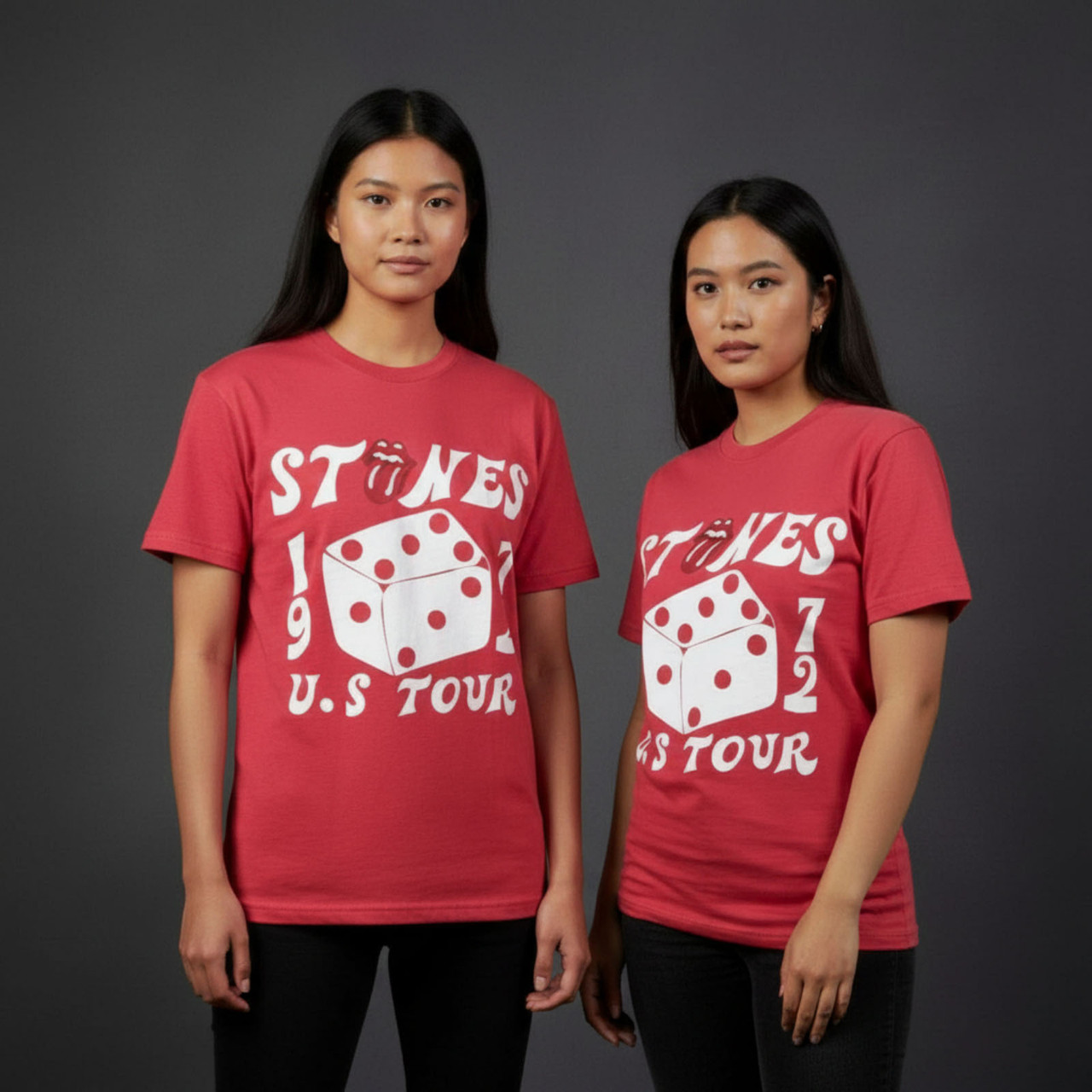 The Rolling Stones Premium Oversize Dam T-shirt: Dice Tour '72 (Rosa)