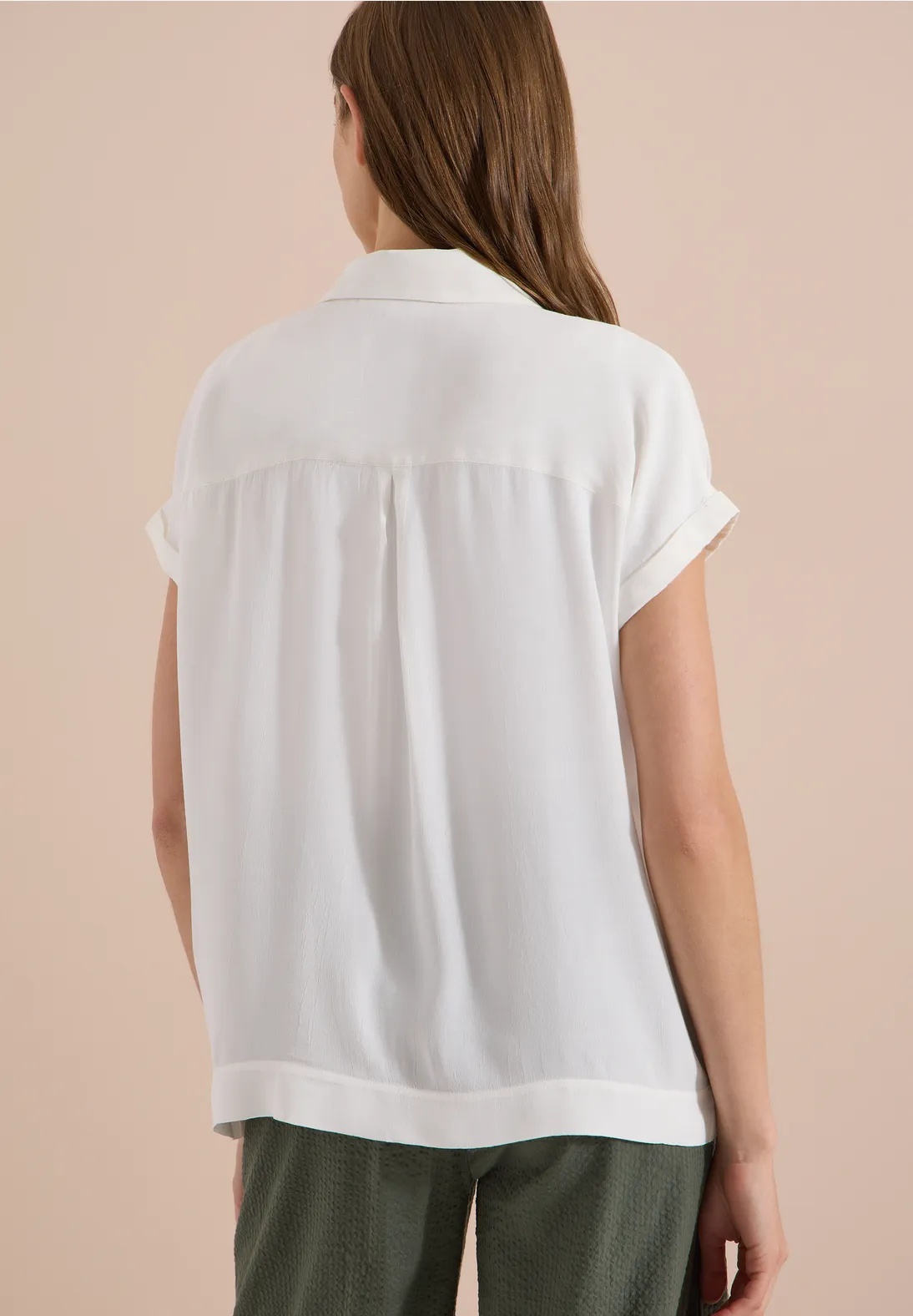 EOS Solid Shirt Collar Blouse - Offwhite - Cecil