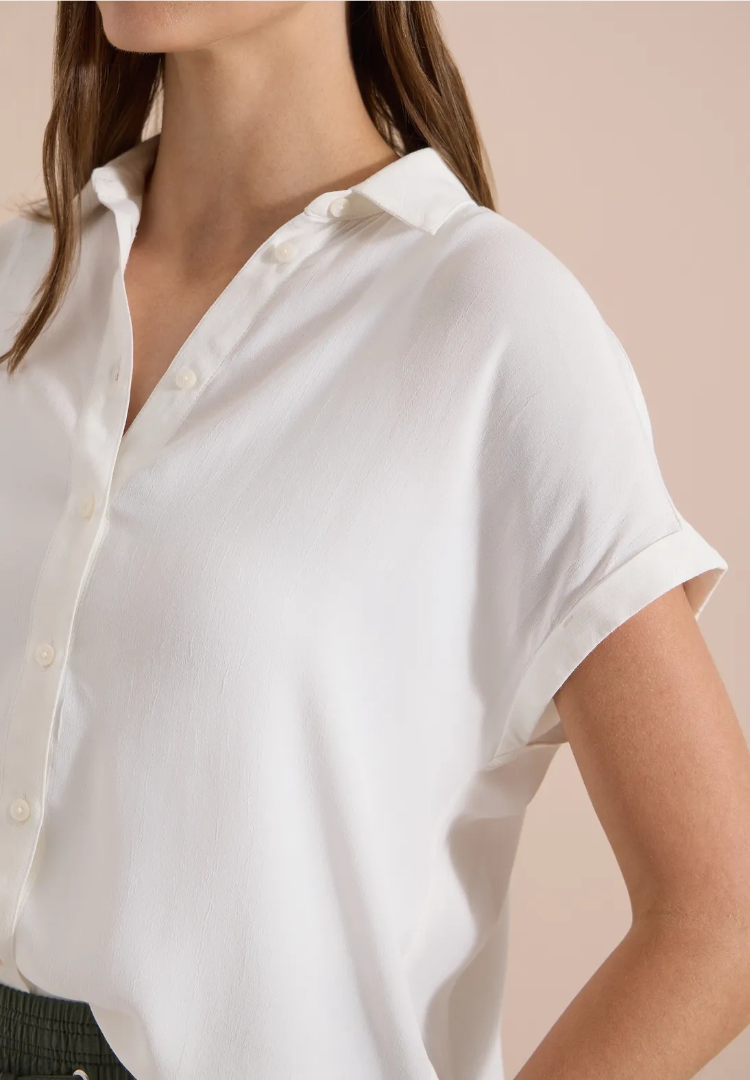 EOS Solid Shirt Collar Blouse - Offwhite - Cecil - 3