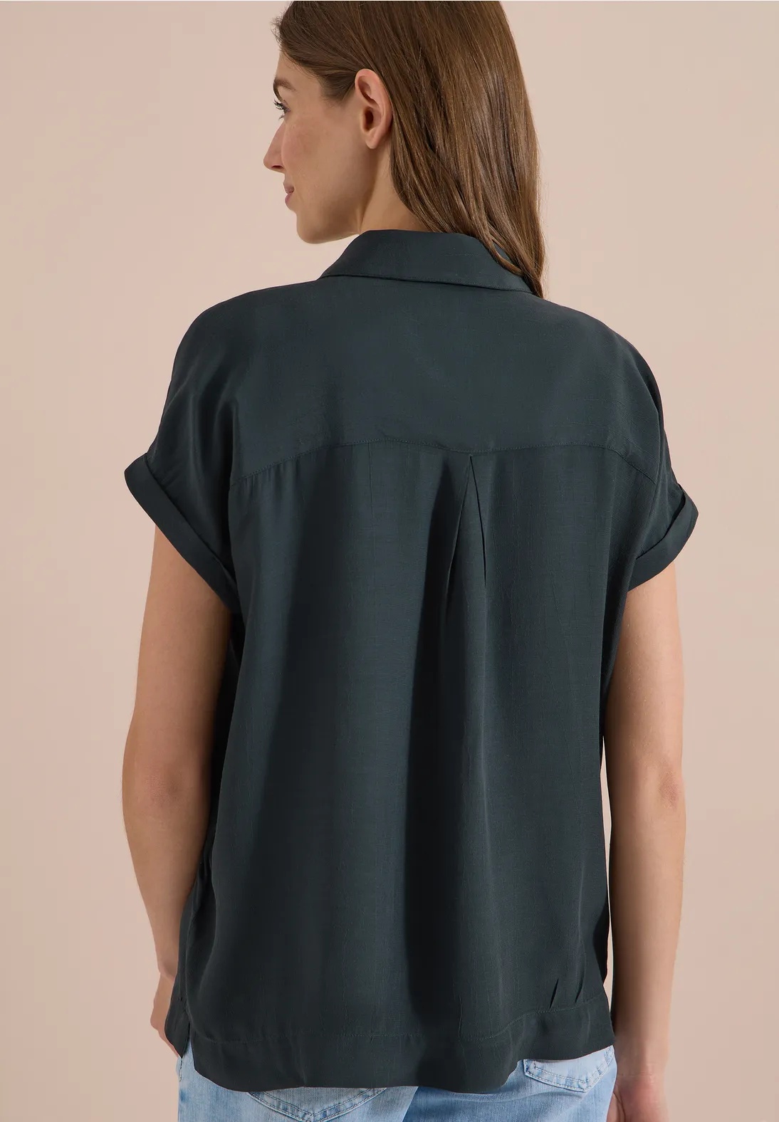 EOS Solid Shirt Collar Blouse - Green - Cecil