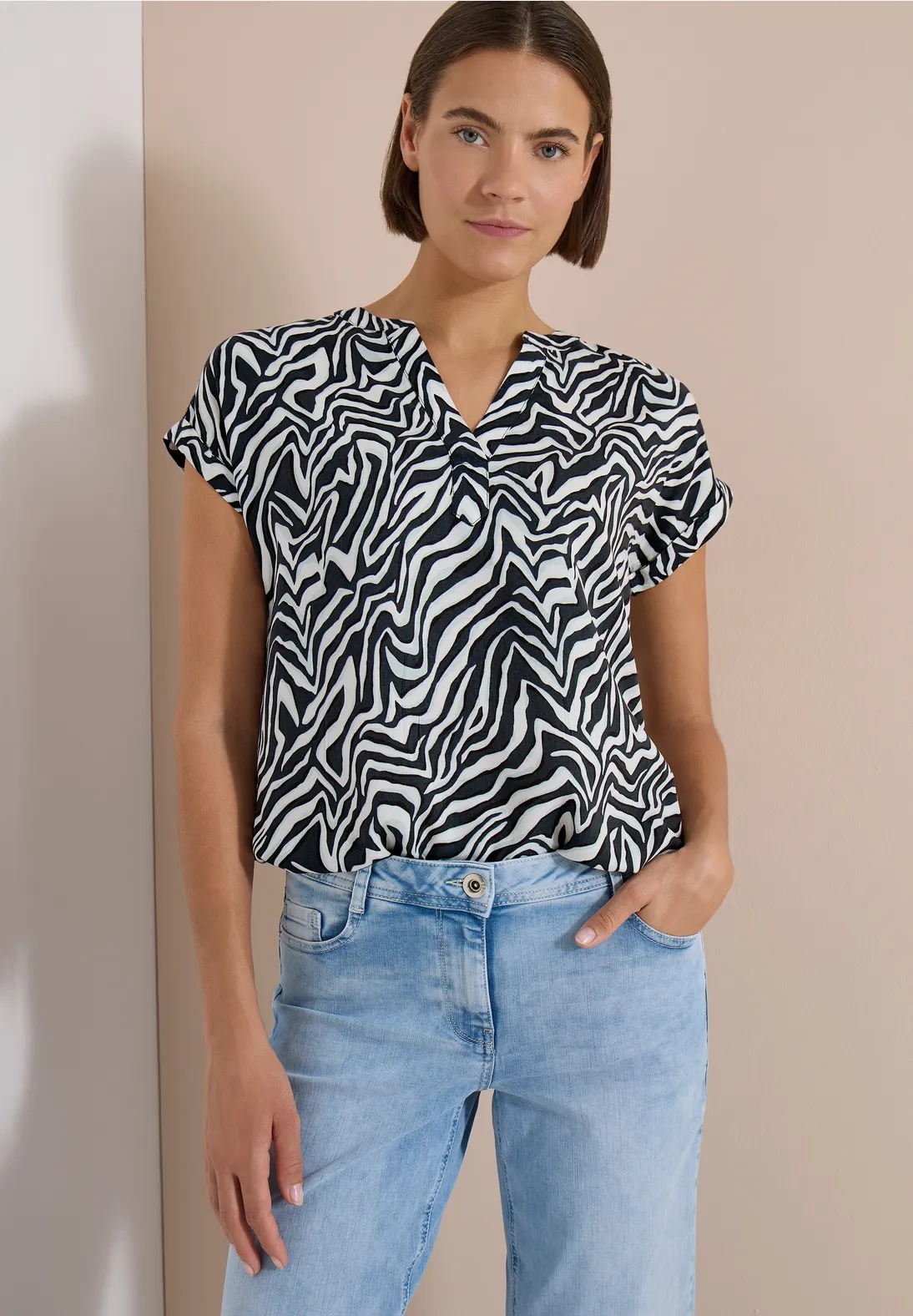EOS Small Zebra Printed Blouse - Green - Cecil