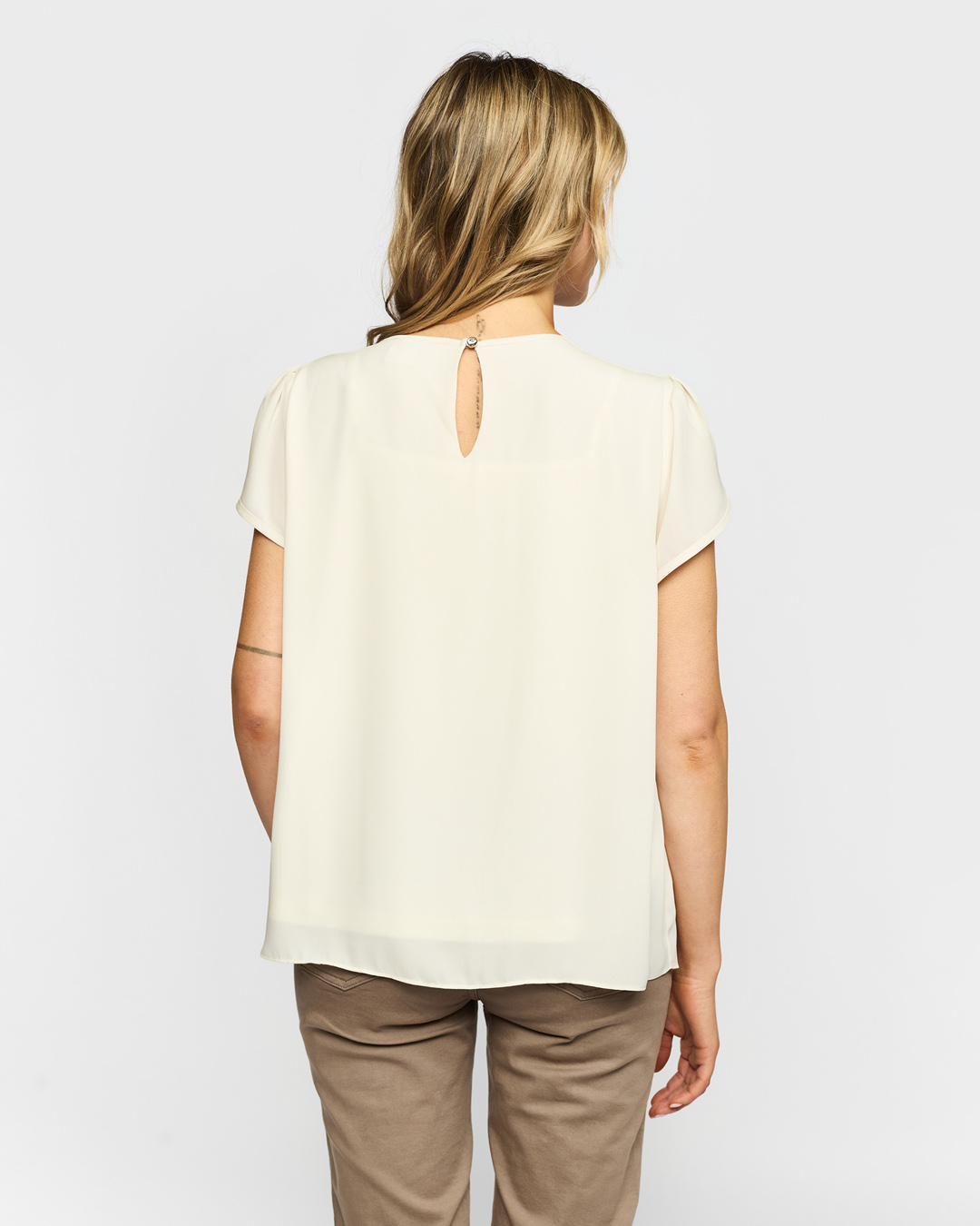 Blus Demi veckad ringning ljusbeige - 2
