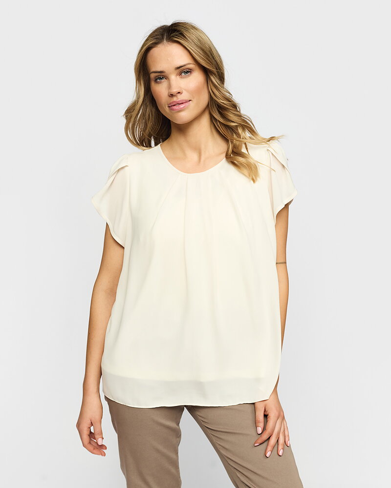 Blus Demi veckad ringning ljusbeige