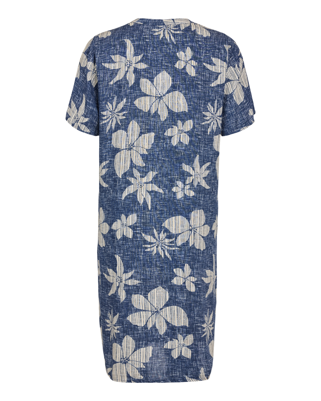 Klänning rak v-ringad blommig blå/offwhite - 3