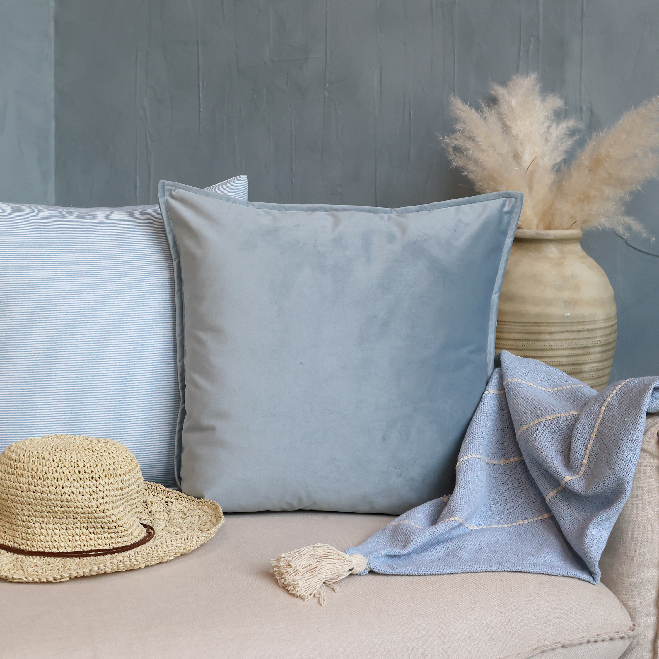 Kuddfodral Sammet Sky Blue 50x50cm - 2