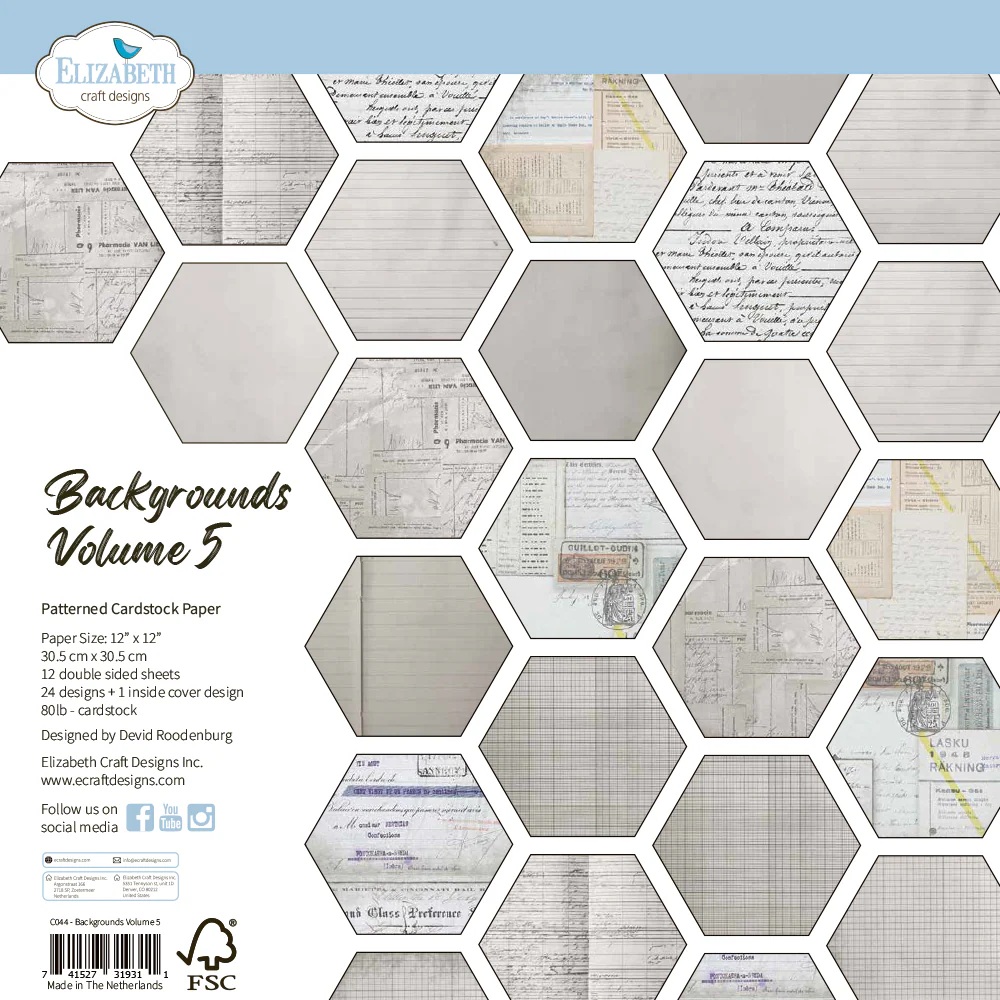 Elizabeth  -  Printed Cardstock -12x12 - Backgrounds Volume 5