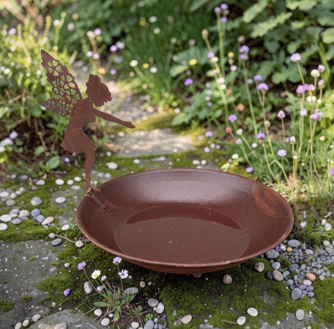 Birdbath/Planting Dish – Diving Flower Fairy with Ball Feet