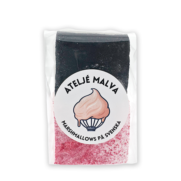 Marshmallows 2 bitar Hallon/Lakrits, 65 g - 2