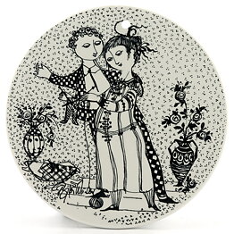 ビョルン・ヴィンブラッド 11月  陶板 Wall Plaque   人々の絵柄   1970年代 15cm