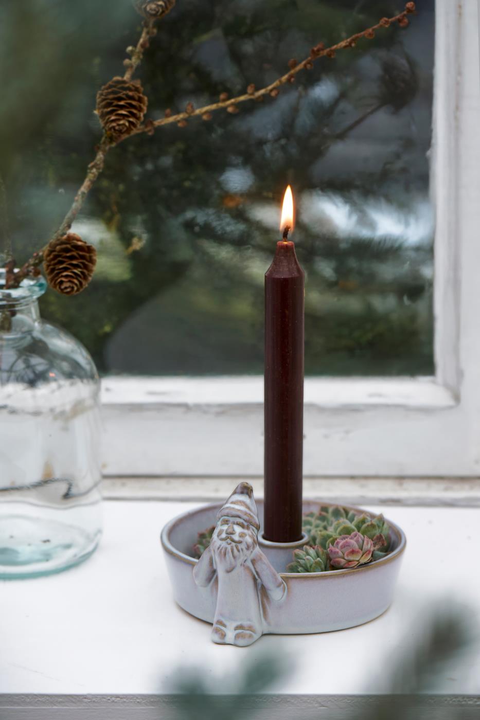 Candlestick - Bowl with Santa - White - 13,7x9x15 cm