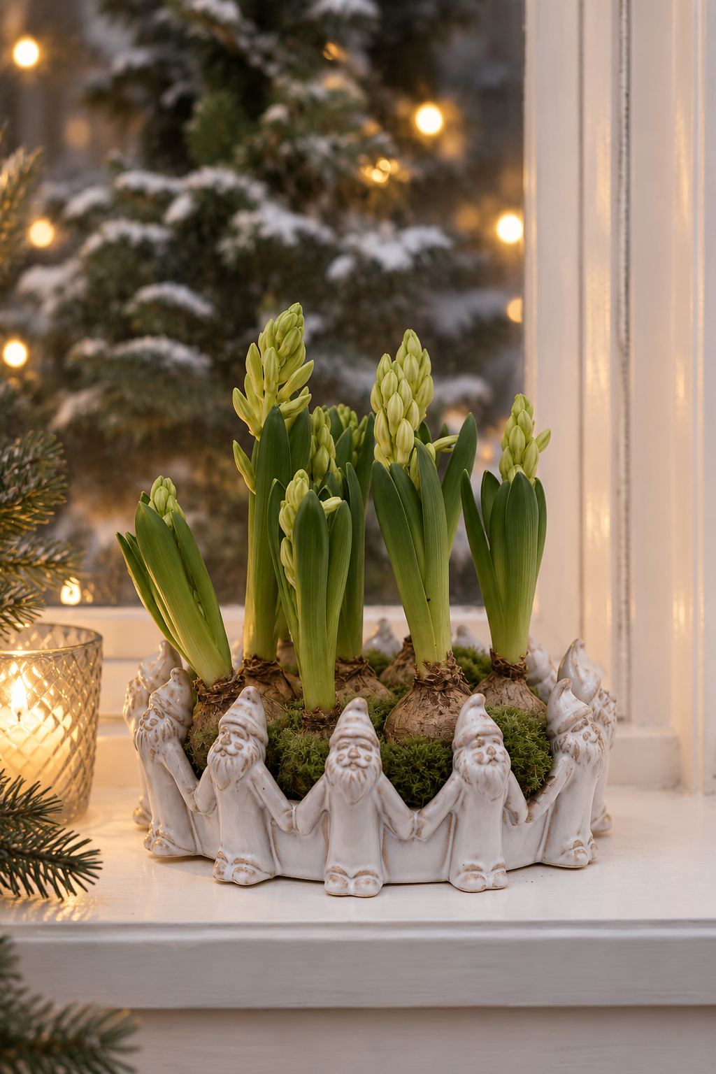 Bowl with Santa - Candlestick - White - Ø: 23,5 cm