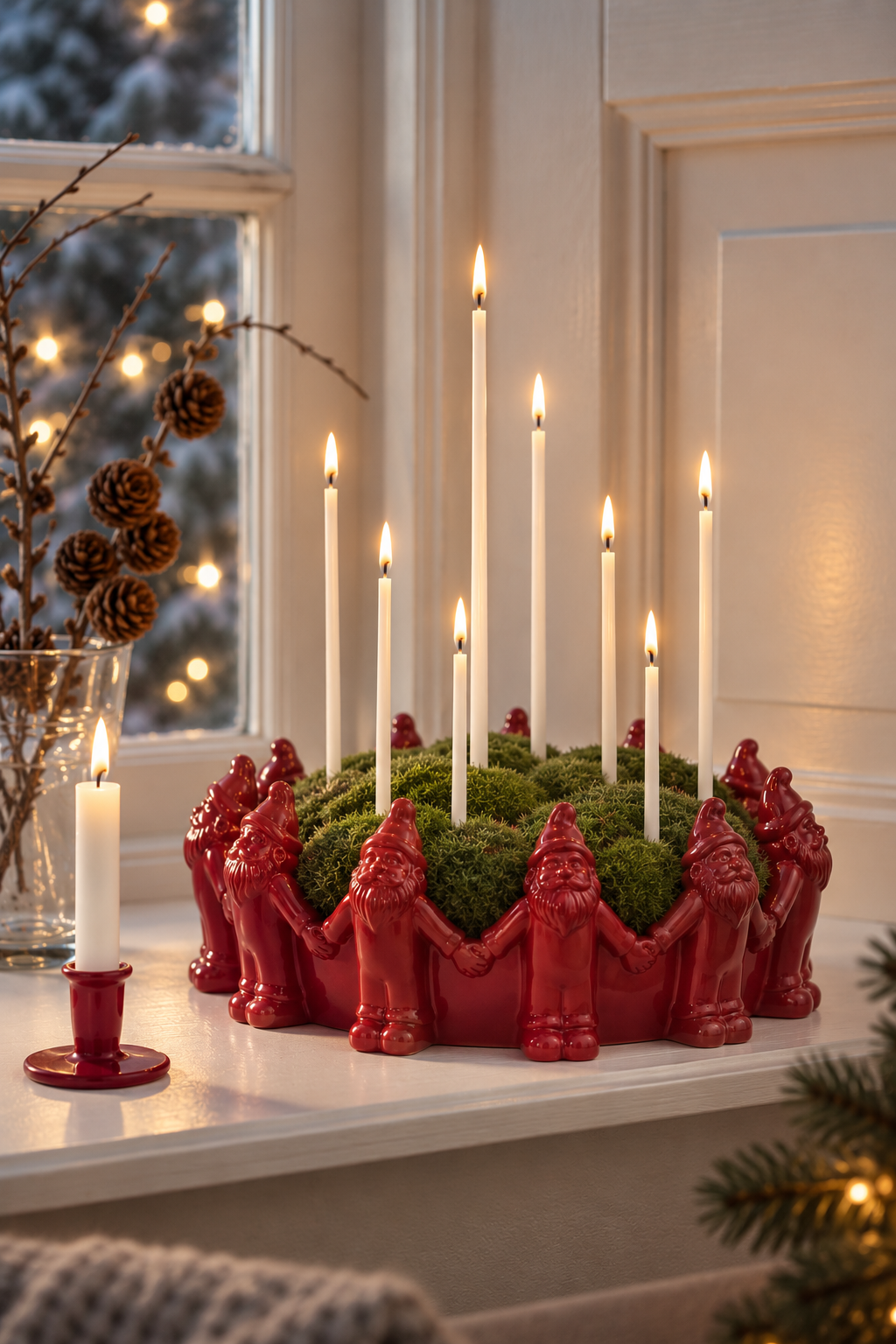 Bowl with Santa - Candlestick - Red - Ø: 23,5 cm - 2