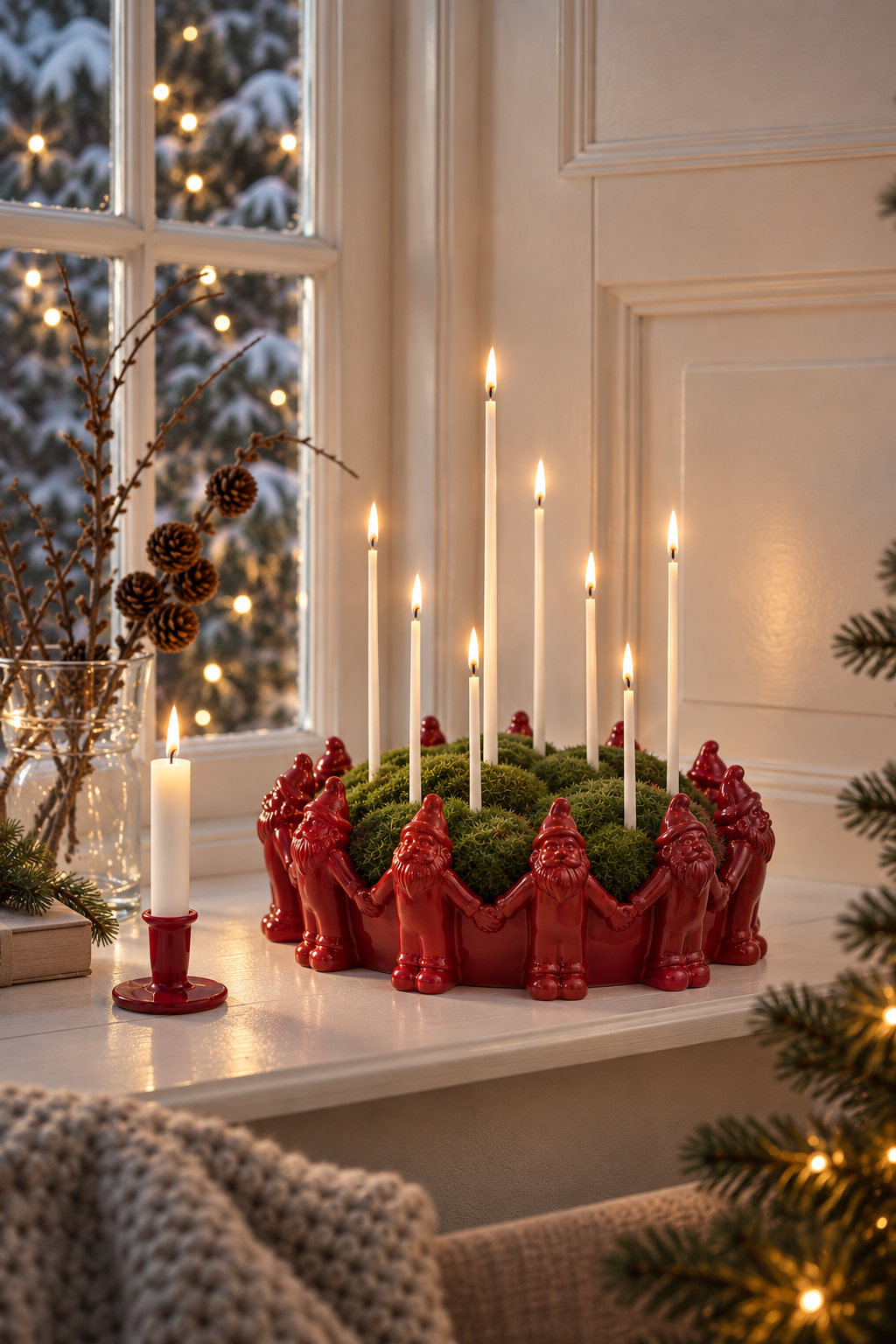 Bowl with Santa - Candlestick - Red - Ø: 23,5 cm - 3
