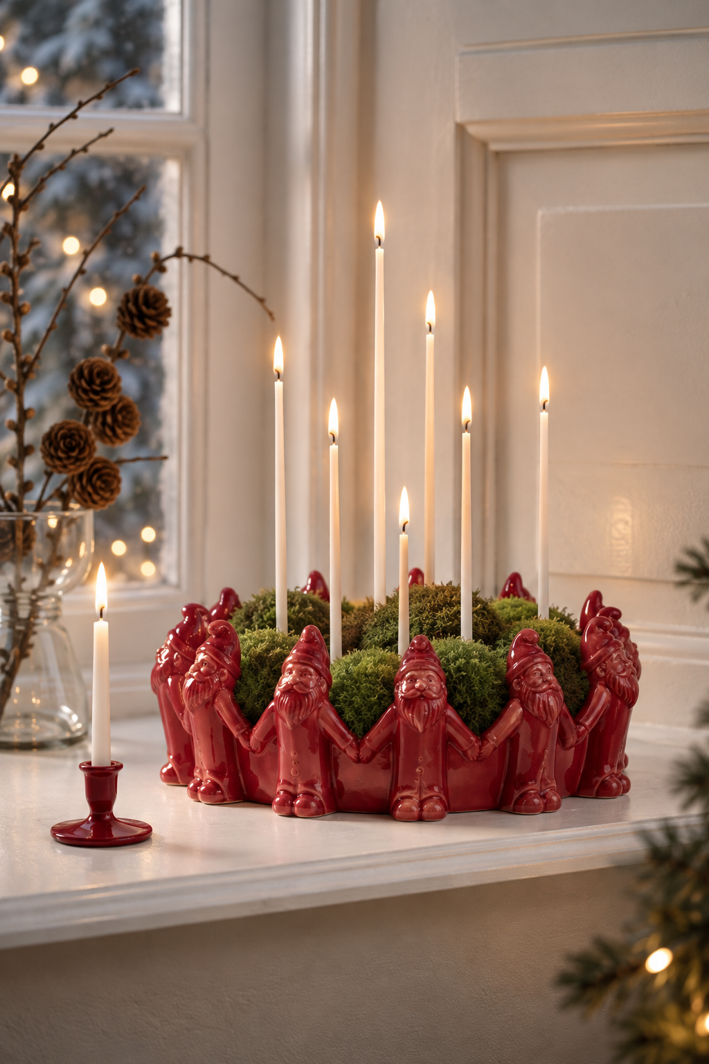 Bowl with Santa - Candlestick - Red - Ø: 23,5 cm - 6