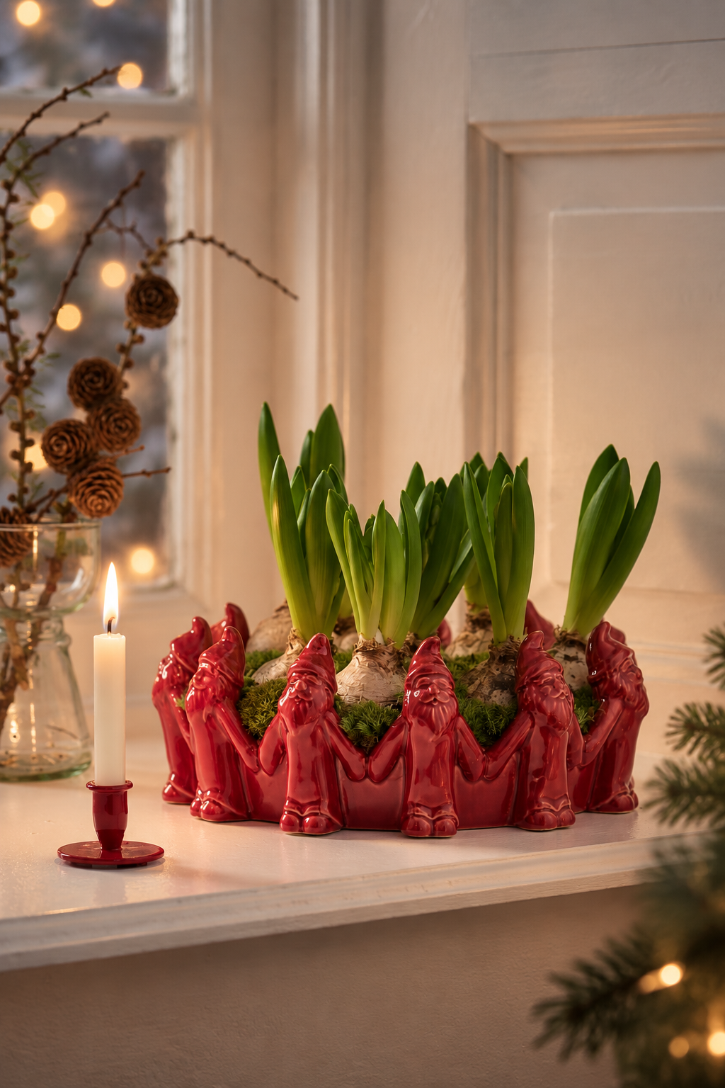 Bowl with Santa - Candlestick - Red - Ø: 23,5 cm