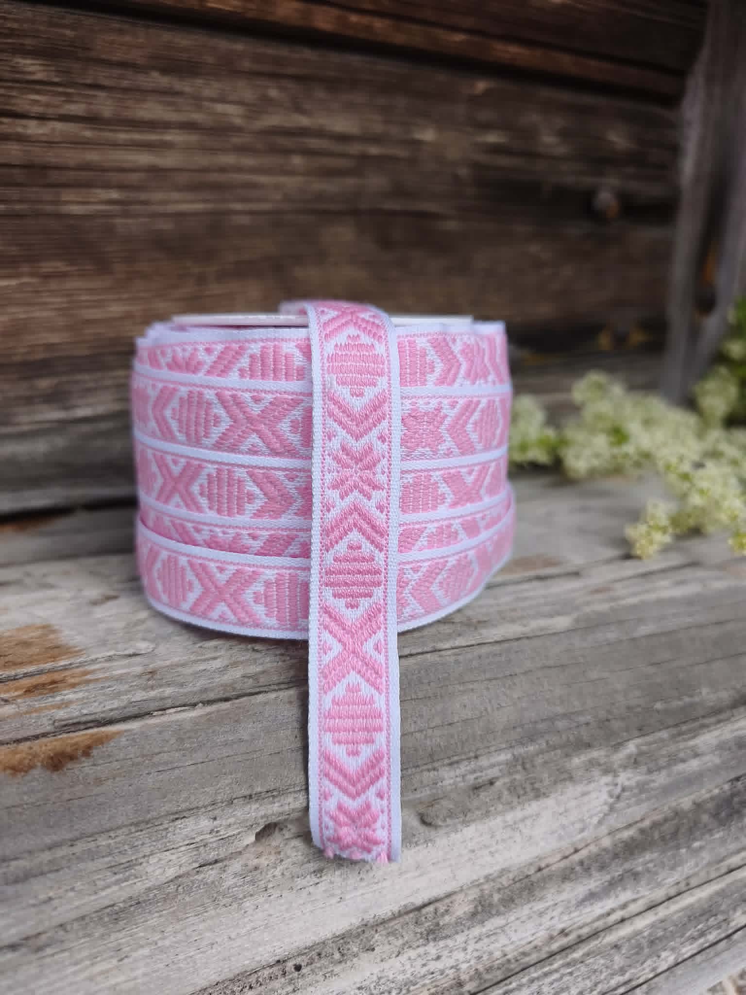 Leksandsband Rosa/Vit