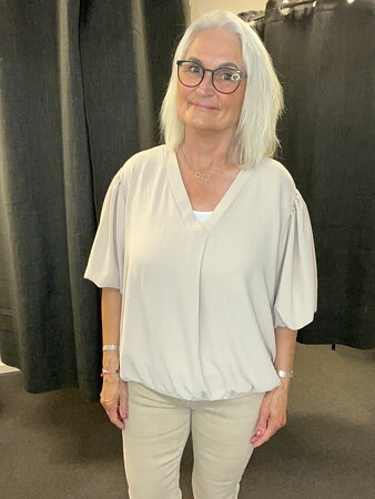 Chica London - Topp med ballongärm Beige