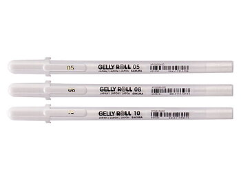 Sakura  Gelly Roll vita pennor 05/08/10 3-pack / Gelly Roll Basic White Pen 05/08/10 Set 3