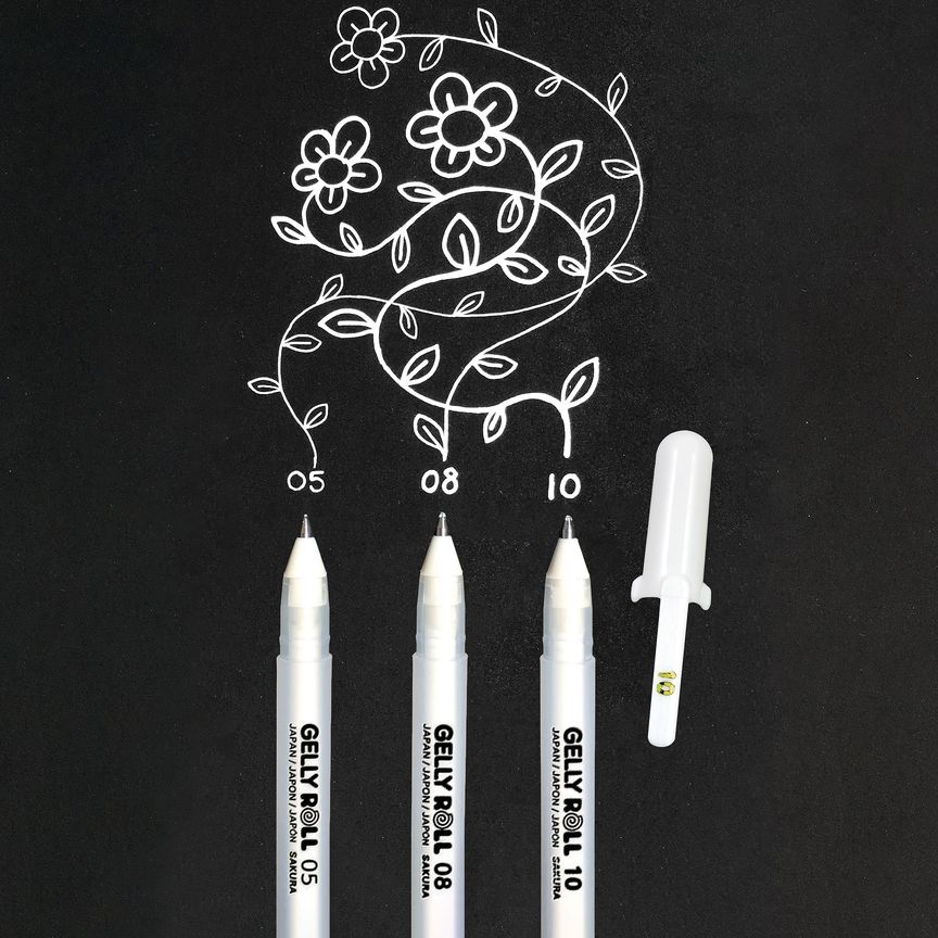 Sakura  Gelly Roll vita pennor 05/08/10 3-pack / Gelly Roll Basic White Pen 05/08/10 Set 3 - 3