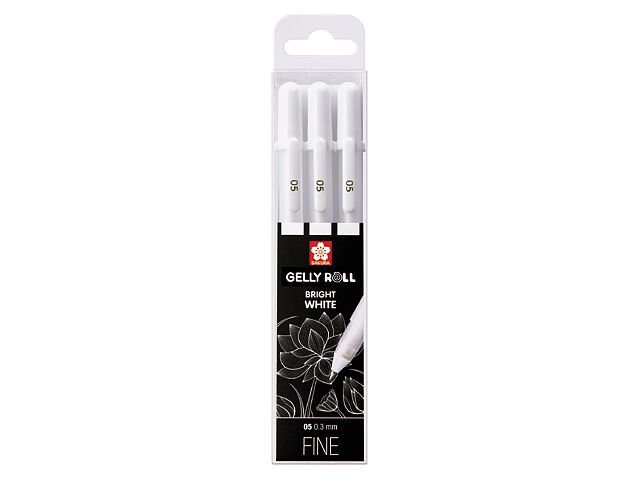 Sakura Gelly Roll Basic vit penna, fin 0,3 mm, set om 3 / Gelly Roll Basic White Pen Fine 03 mm Set 3