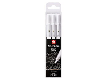 Sakura Gelly Roll Basic vit penna, fin 0,3 mm, set om 3 / Gelly Roll Basic White Pen Fine 03 mm Set 3