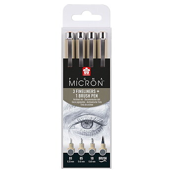 Sakura Pigma Micron fineliner set 4 sizes Cool Gray