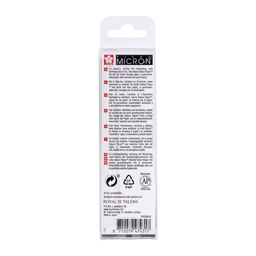 Sakura Pigma Micron 05 fineliner set 3 pens black & gray - 4