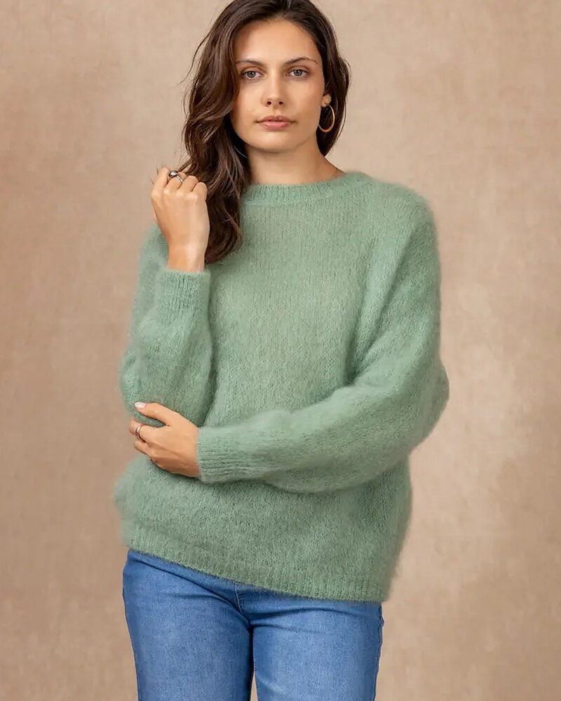 Mohairjumper ballongärm marinblå