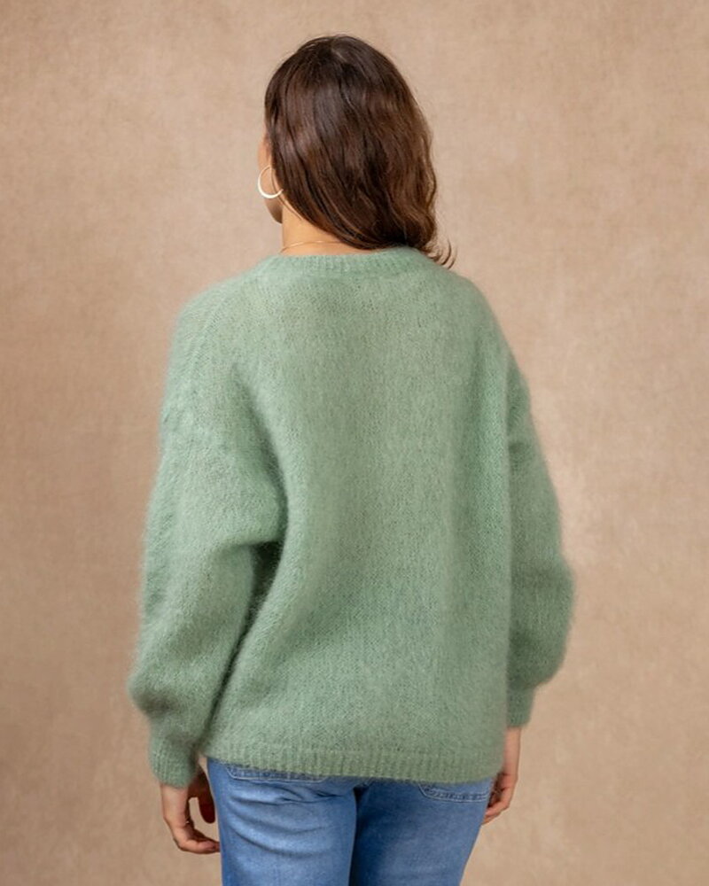 Mohairjumper ballongärm grön