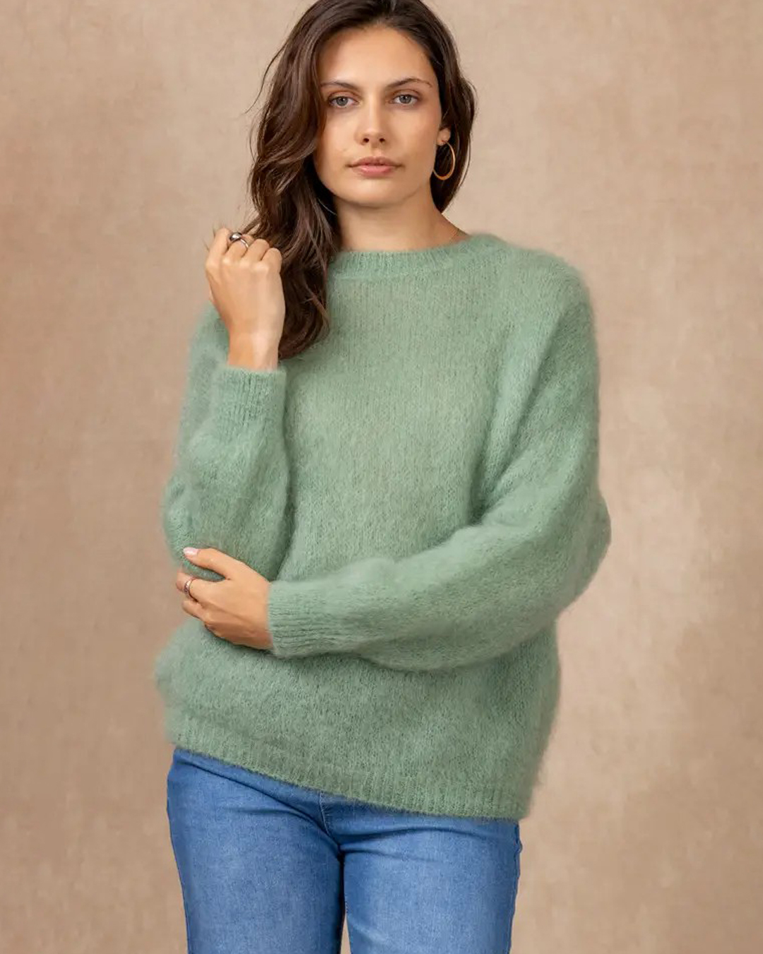 Mohairjumper ballongärm himmelsblå - 2