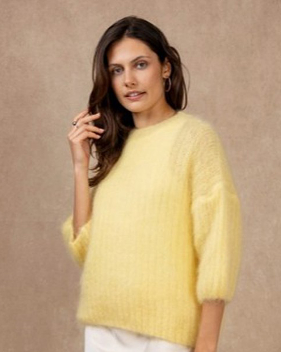 Mohairjumper kort ärm gul - 3