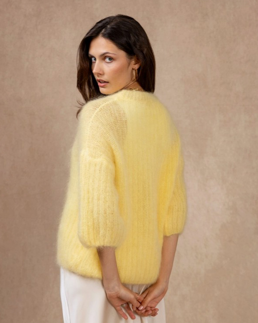 Mohairjumper kort ärm gul - 2