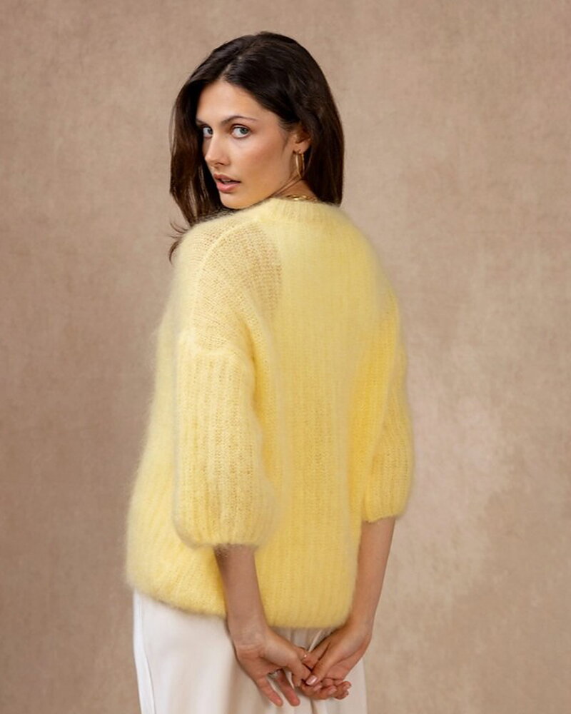 Mohairjumper kort ärm gul