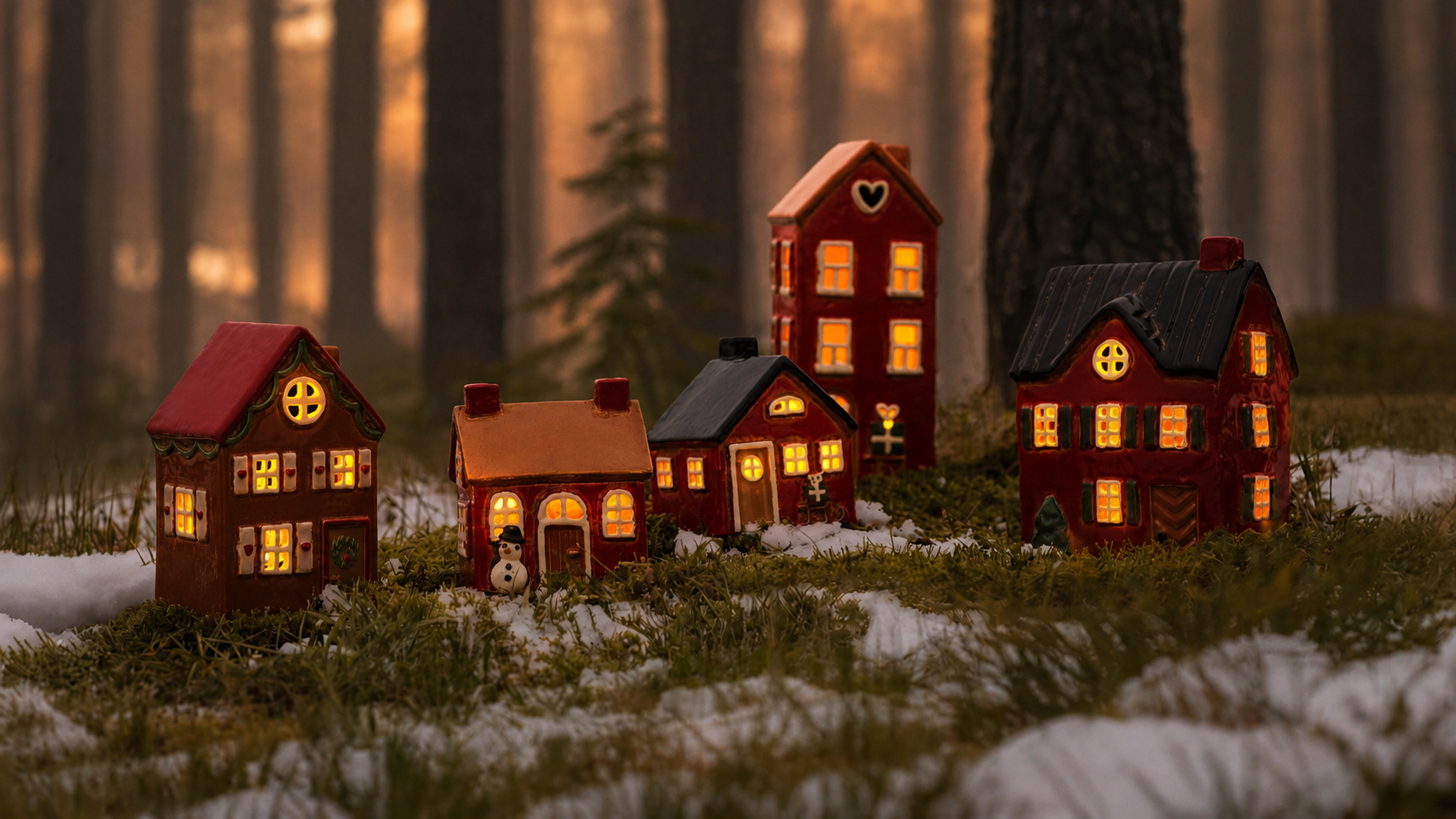 Stillenat - Christmas house - House lantern - Lantern Red house with sled - 5