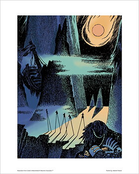 Mumin Affisch Kometen kommer, Orange Blå– Poster 24 × 30 cm | Tove & Lars Jansson