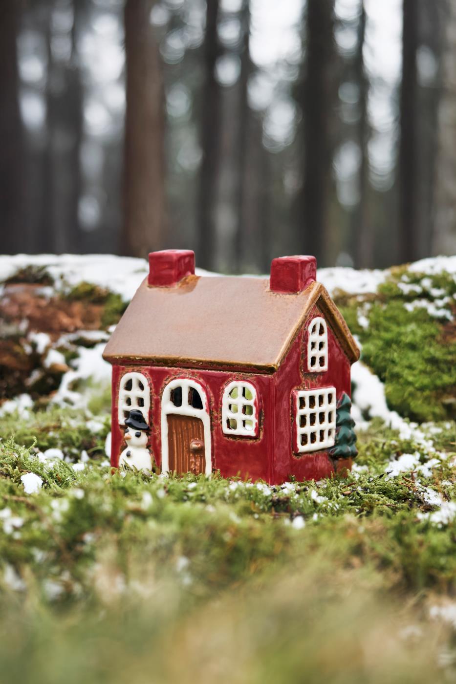 Stillenat - Christmas house - House lantern - Lantern - Red house with snowman - 3