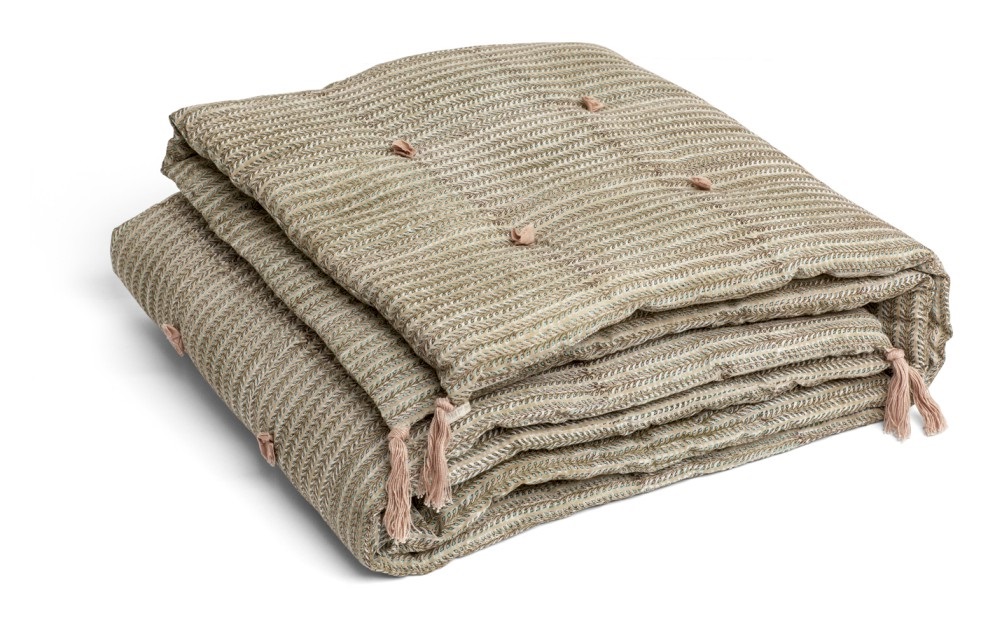 Chamois Täcke Med Tassels Leaf Green - 110x180cm