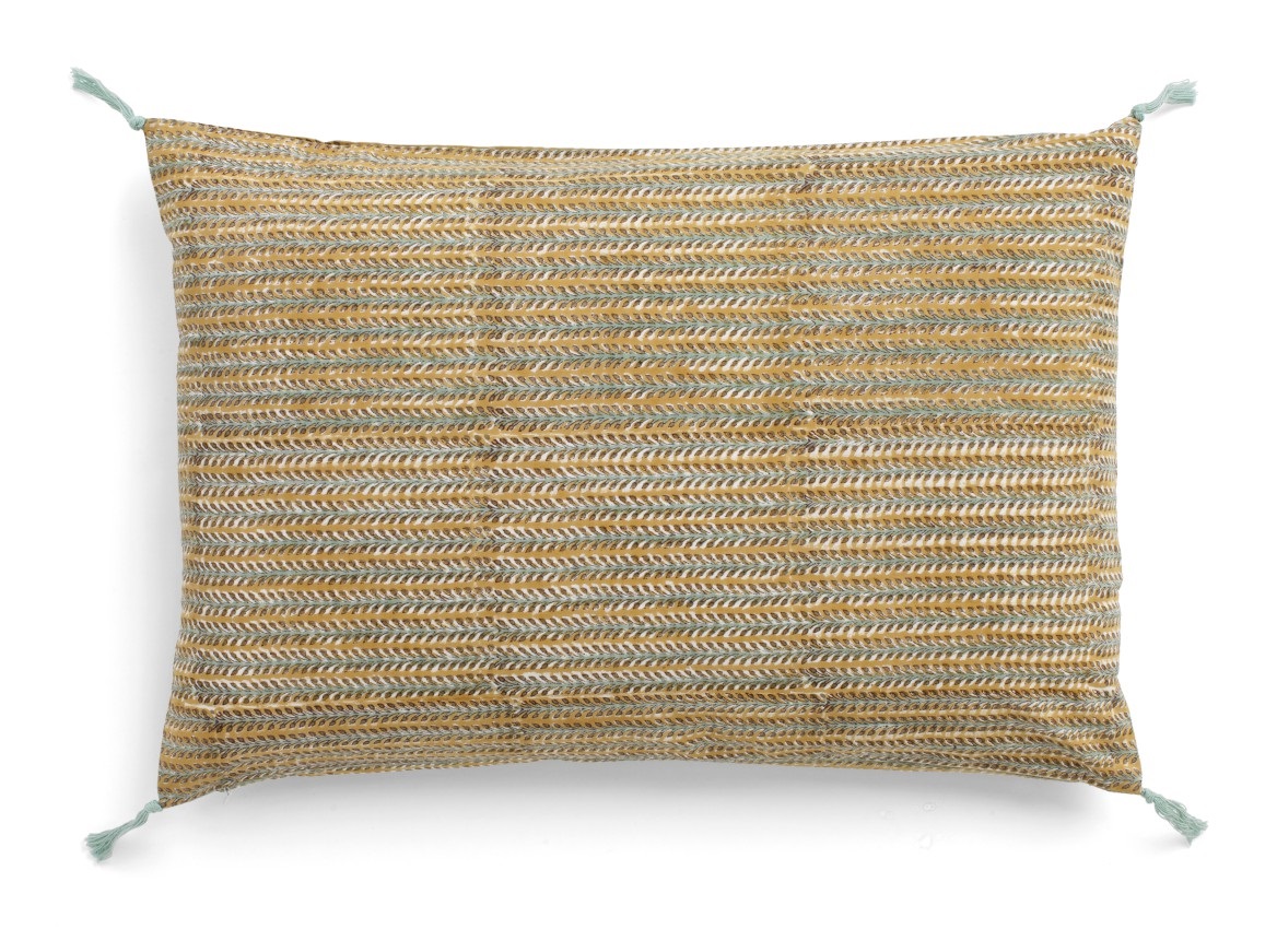 Chamois Kudde Med Tassels Leaf Ochre - 40x60
