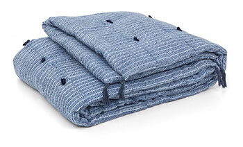 Chamois Täcke Med Tassels Leaf Navy Blue - 110x180cm
