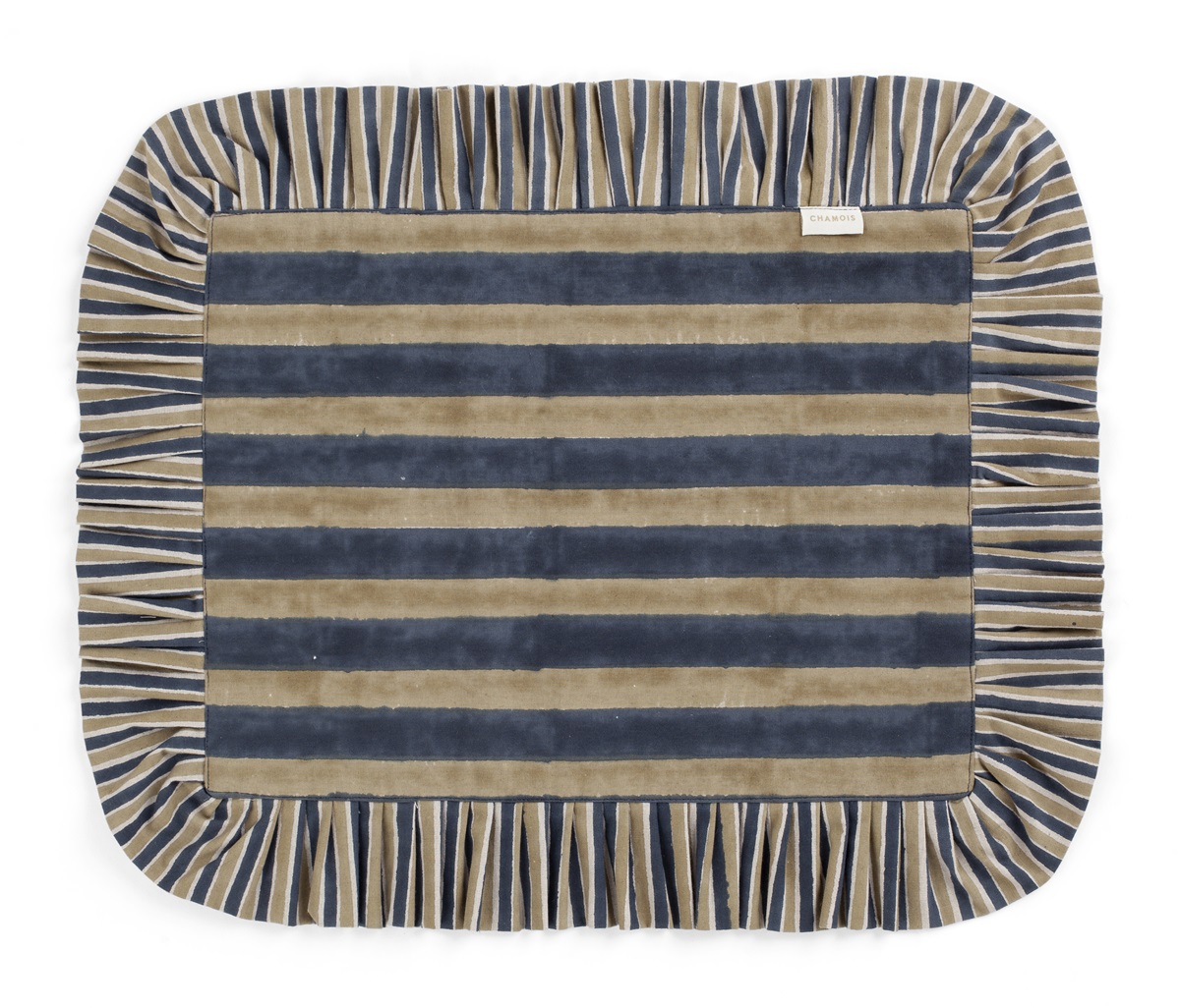Chamois Bordstabletter Ruffle Jaipur Stripe Beige & Blue 38x50cm - 2p