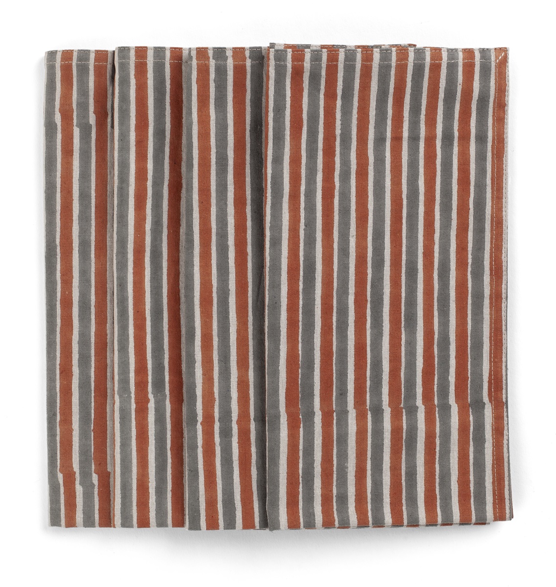 Chamois Tygservetter Stripe Multi Rusty Red & Grey 50x50cm - 4p