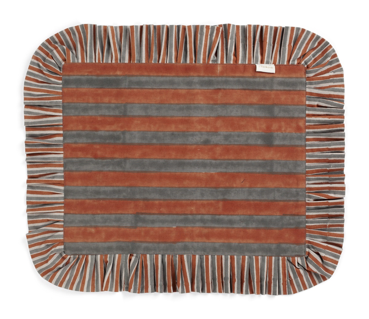 Chamois Table Runners Ruffle Jaipur Stripe Rusty Red & Gray 38x50 cm - 2-pack