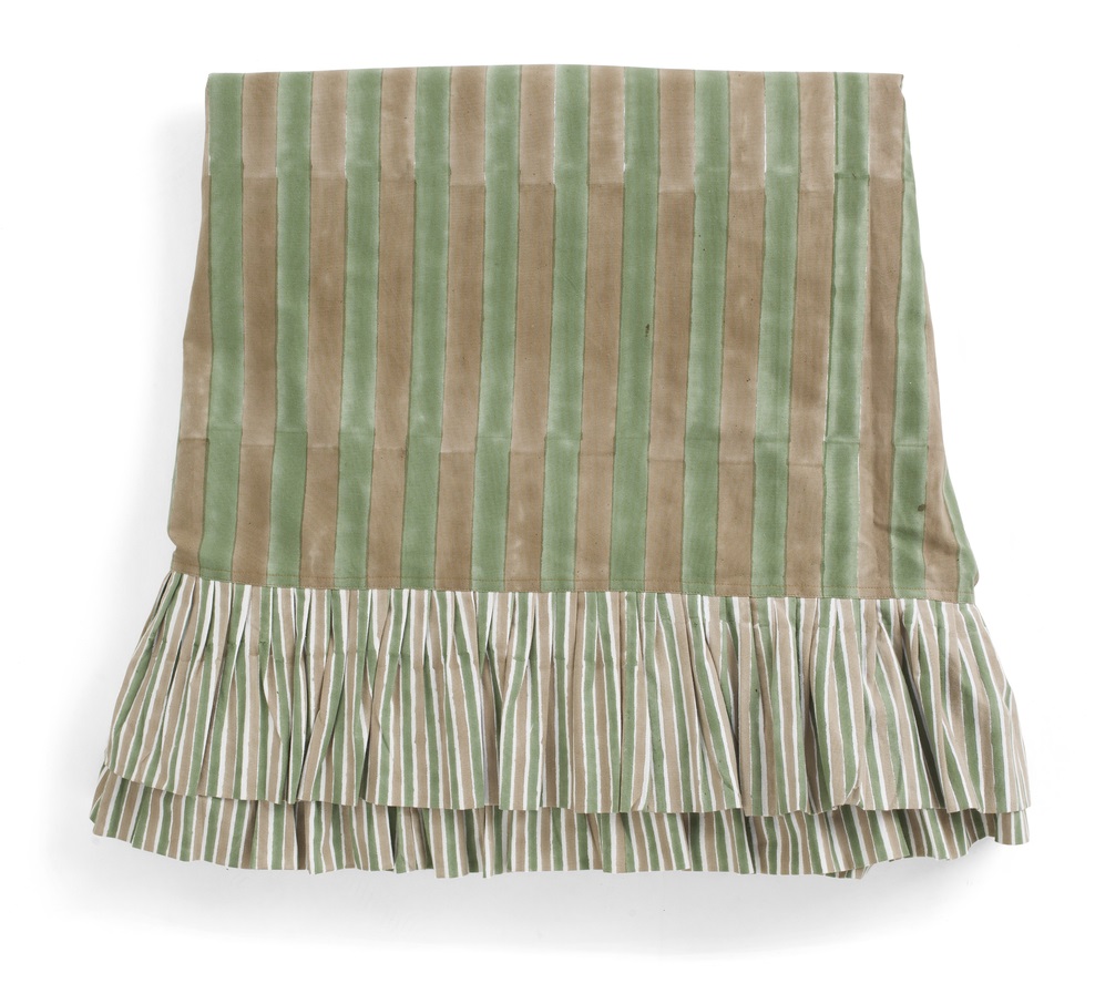 Chamois Bordsduk w. ruffle Jaipur Stripe Green 