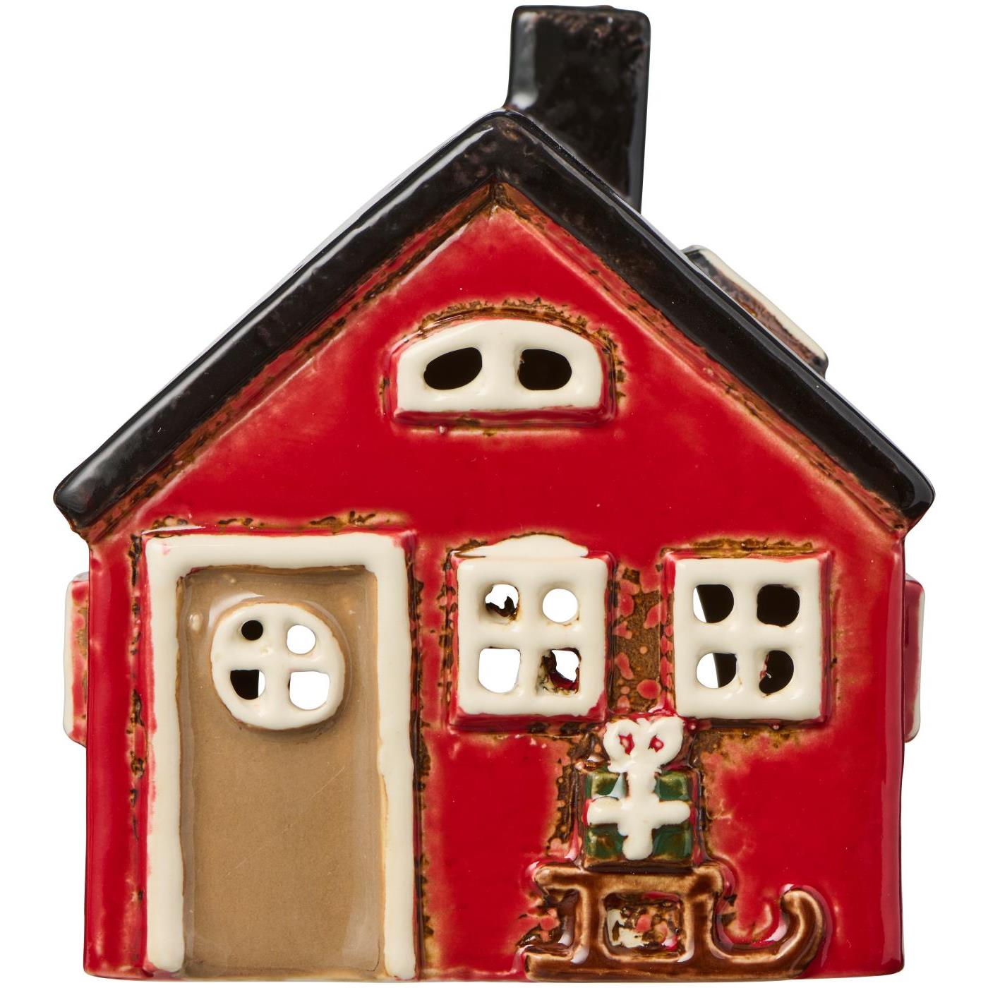 Stillenat - Christmas house - House lantern - Lantern Red house with sled - 3