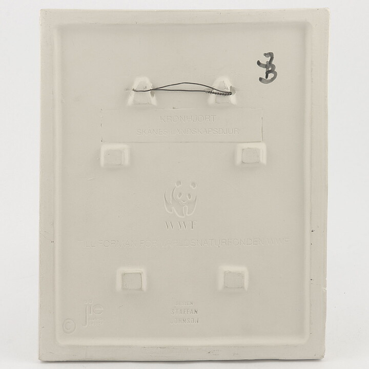 Staffan Johnson (Province Animals 1980s) White Wall Plaque with Red Deer Motif 20 cm <with Box>