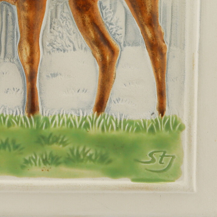 Staffan Johnson (Province Animals 1980s) White Wall Plaque with Red Deer Motif 20 cm <with Box>