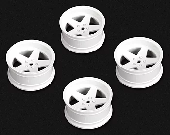 LOUISE RC WORLD LNHA563 Drift 5-Spoke Wheel, White (2, 4, 6, 8 mm Offset) 12 mm Hex (4)