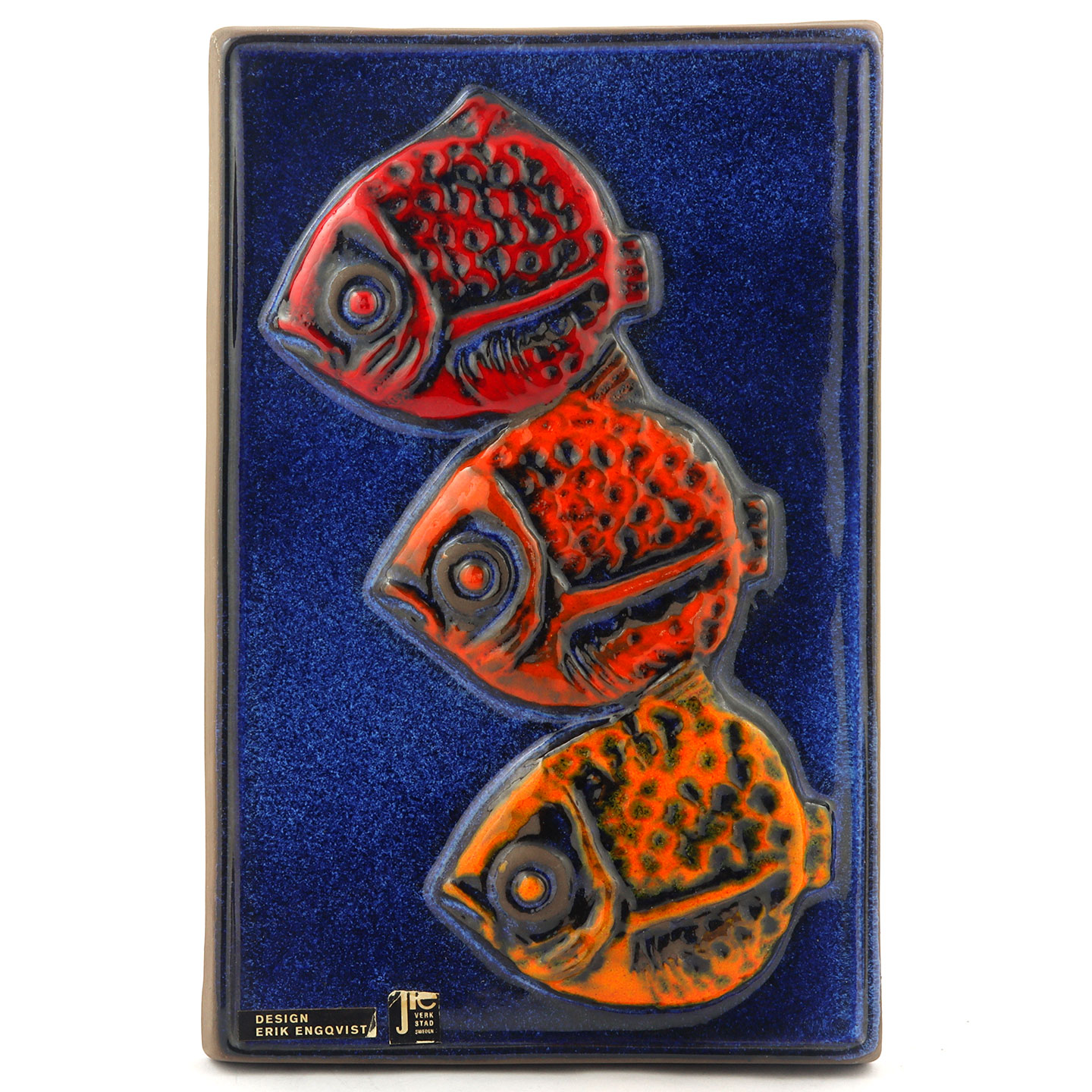 エリック・エングクヴィスト カラフルな魚の陶板 24cm 1950年代 #514