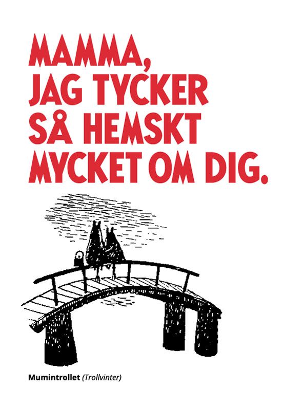 Folded Moomin Card - Mamma, jag tycker så hemskt mycket om dig